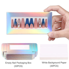 Noverlife 30-piece empty nail storage boxes enable organized displays.