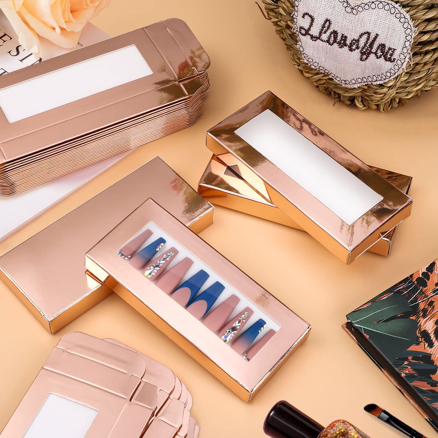 Noverlife nail box styling ideas for press-on nails and storefront displays.