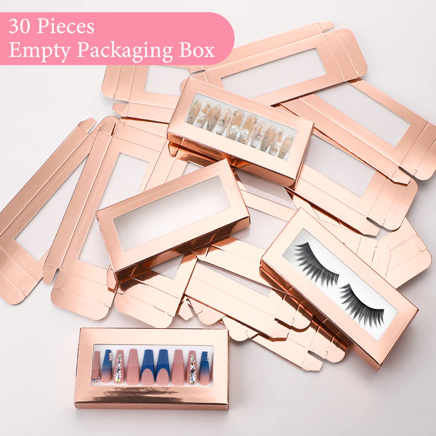 Noverlife rose gold nail box closeup highlights elegant design.