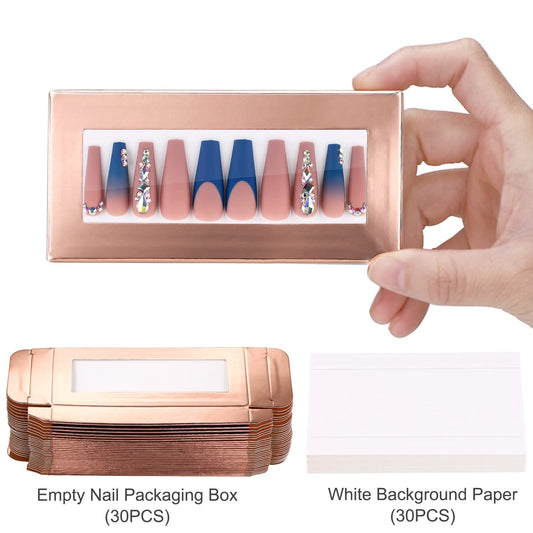 Noverlife rose gold nail box with transparent window showcases nails before purchase.