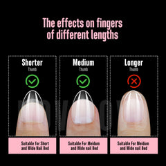 NOVO OVO thumb square cuticle design aids quick shaping.