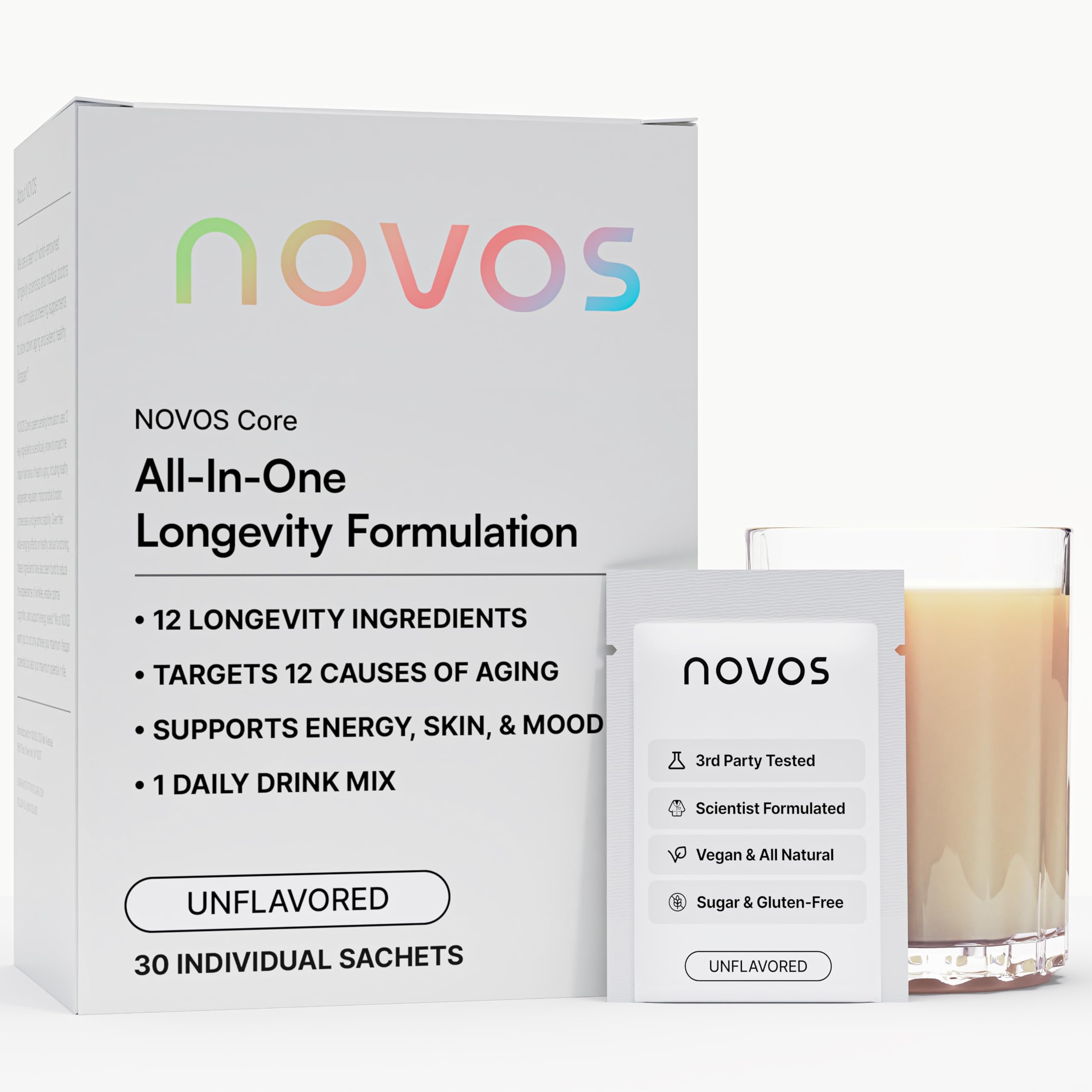 NOVOS Core Longevity Mix box and sachets