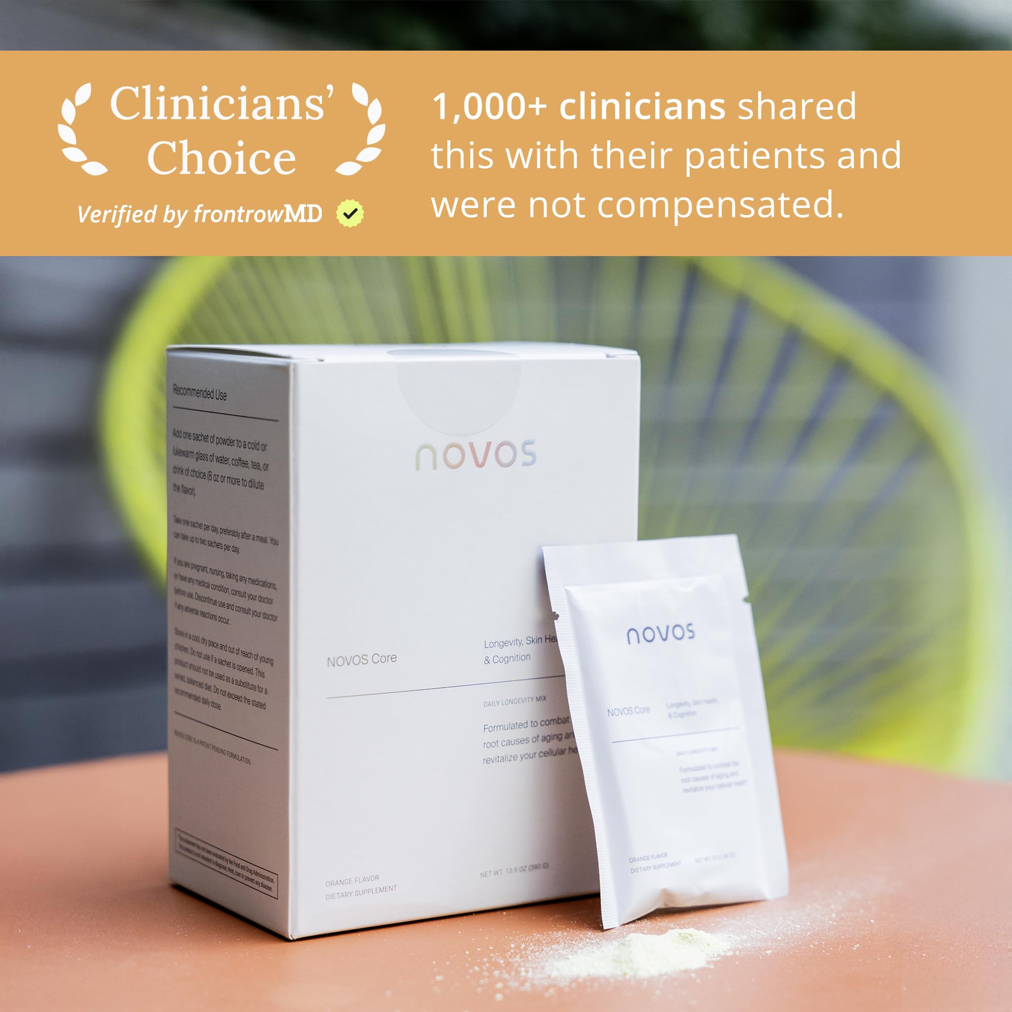Close-up of NOVOS Core Longevity Mix ingredients