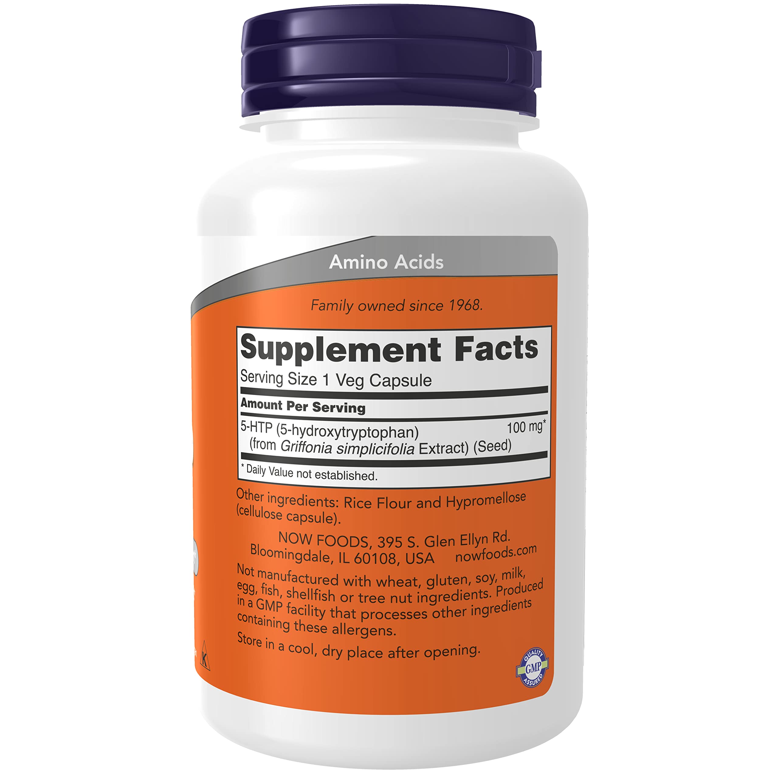Two-pack NOW Foods 5-HTP 100 mg Mega-Value with 120 vegan capsules