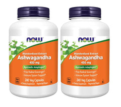 NOW Foods Ashwagandha Extract 450 mg vegan capsules bottle - pack of 2