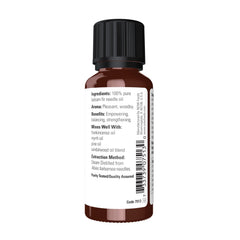 Close-up of NOW Balsam Fir Needle Oil label
