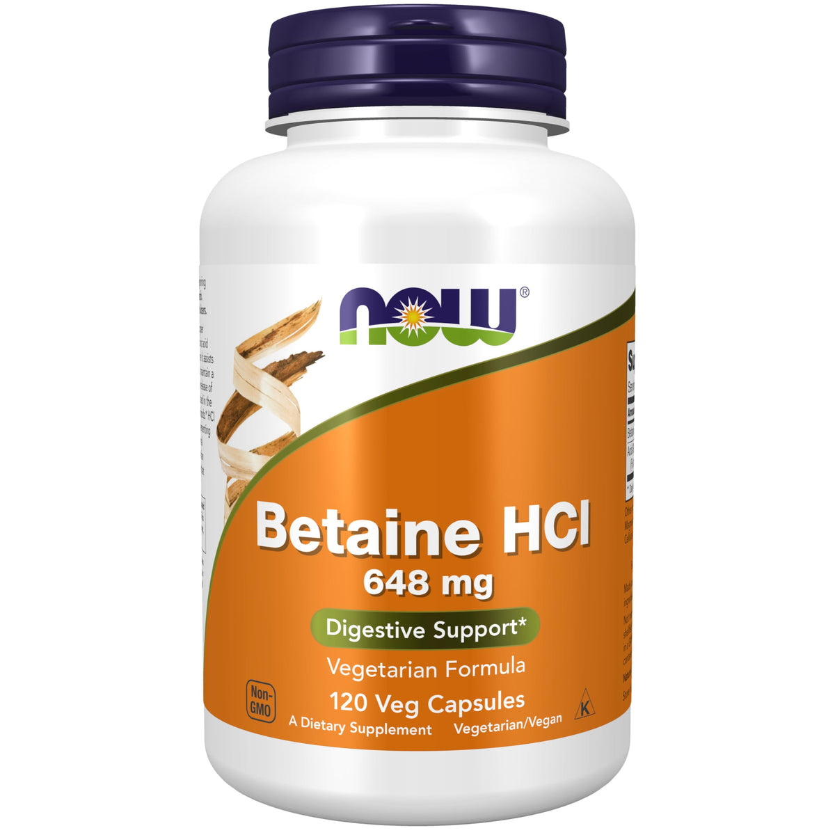 NOW Foods Betaine HCl 648 mg Vegetarian Formula bottle