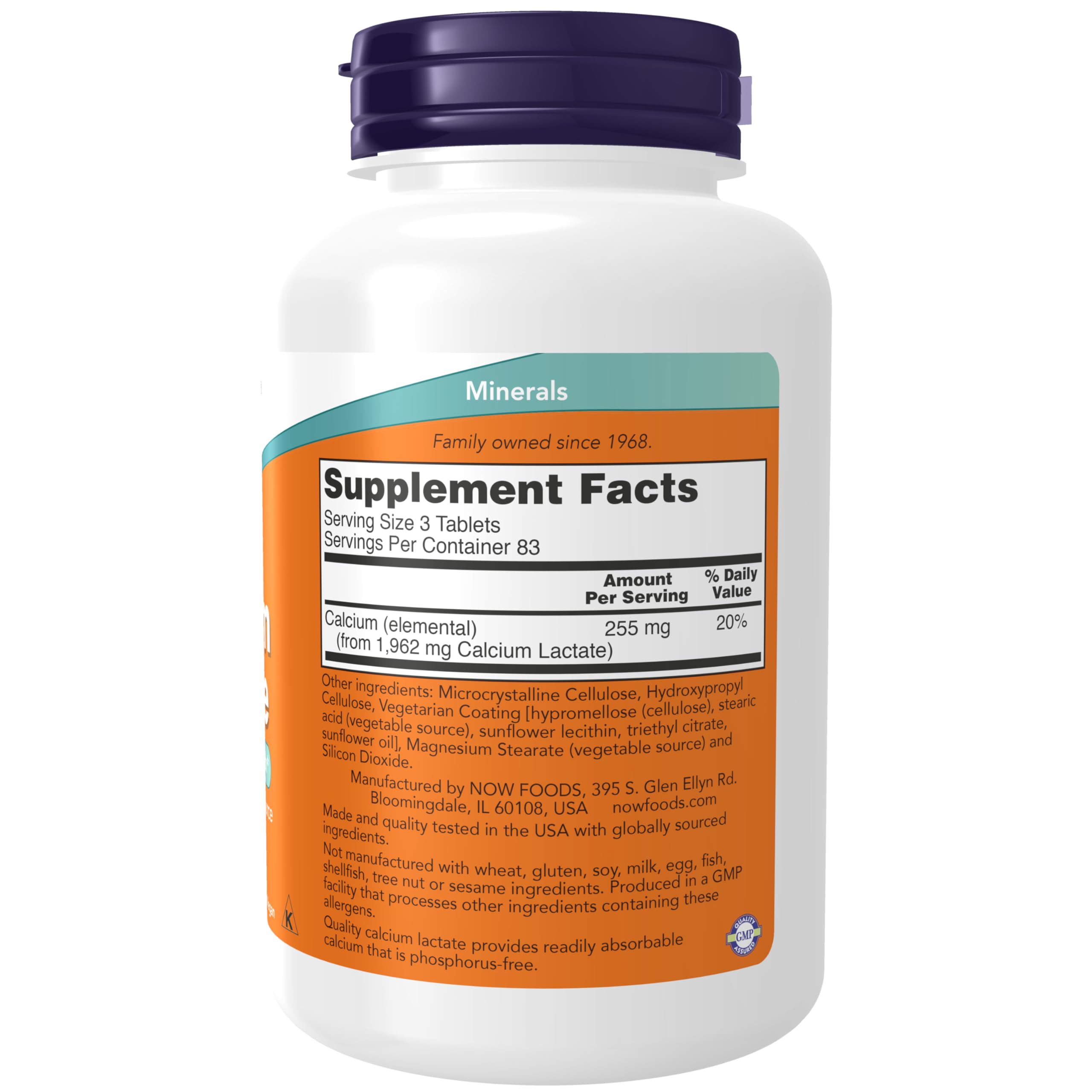 Close-up of an easy-to-swallow calcium lactate tablet