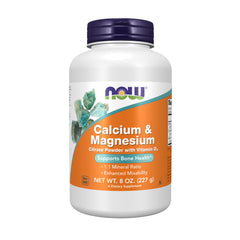 Front view of NOW Foods Calcium & Magnesium Citrate Powder with Vitamin D3 8 oz