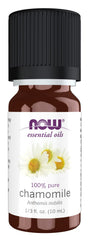 NOW Chamomile essential oil bottle with child-resistant cap, 10 ml