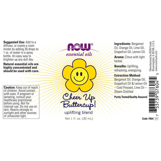 NOW Cheer Up Buttercup label with bottle