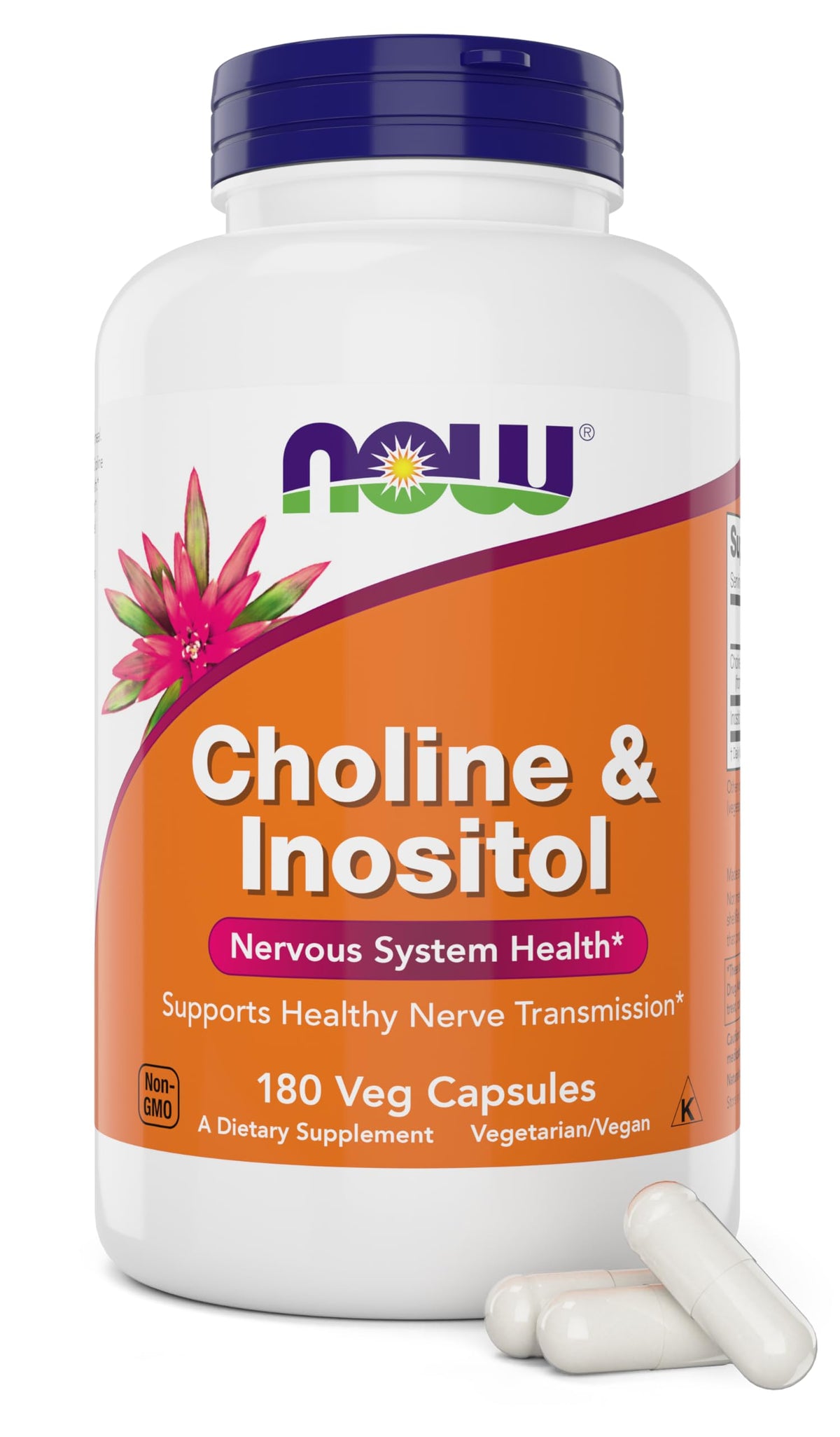 NOW Choline & Inositol 180 Vegetarian Capsules bottle