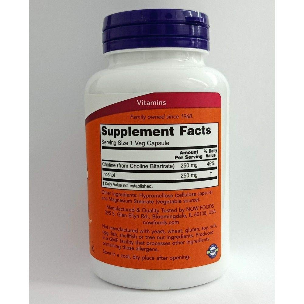 Choline and Inositol 500mg capsules close-up