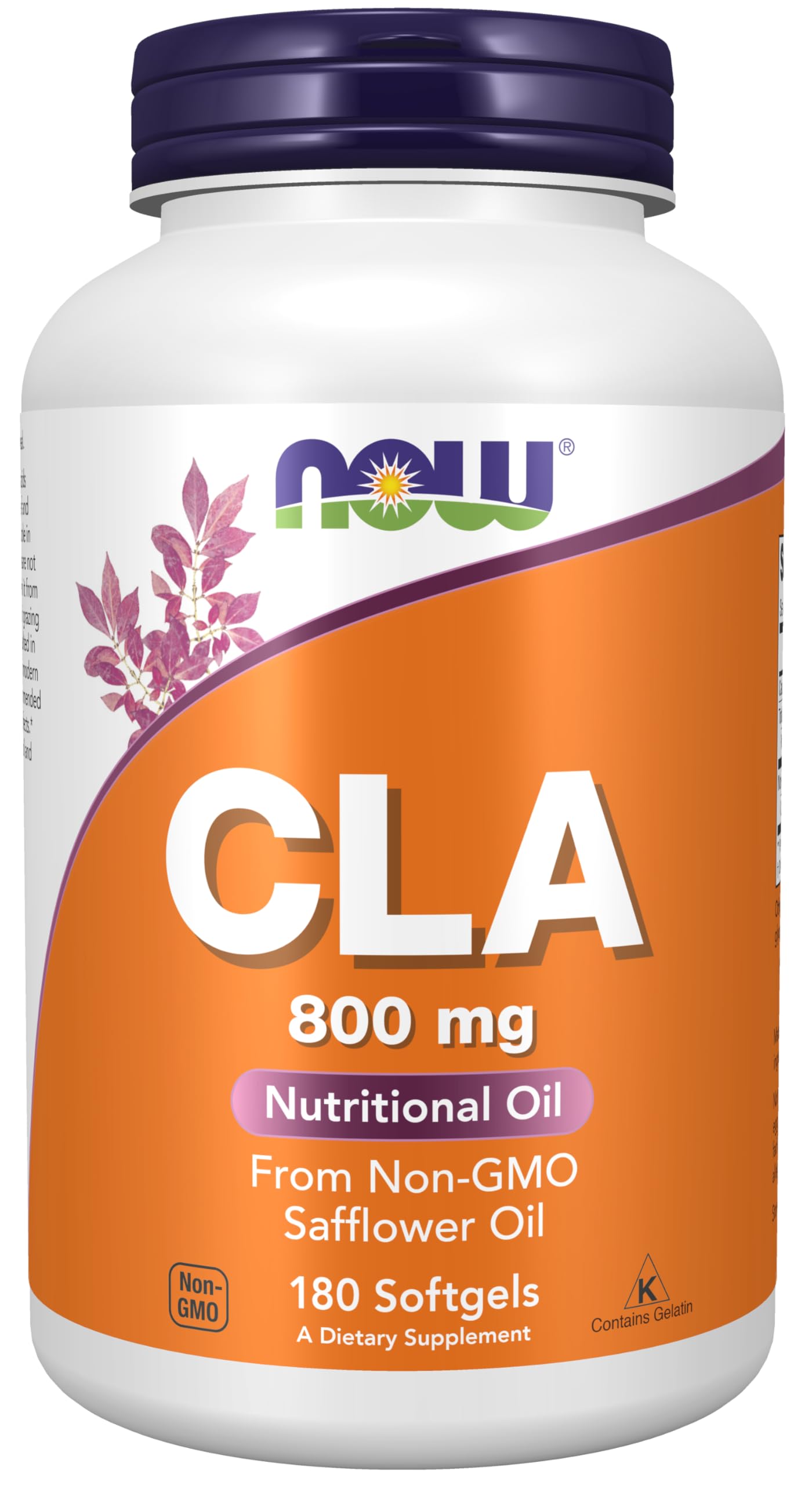NOW CLA 800 mg softgels bottle label