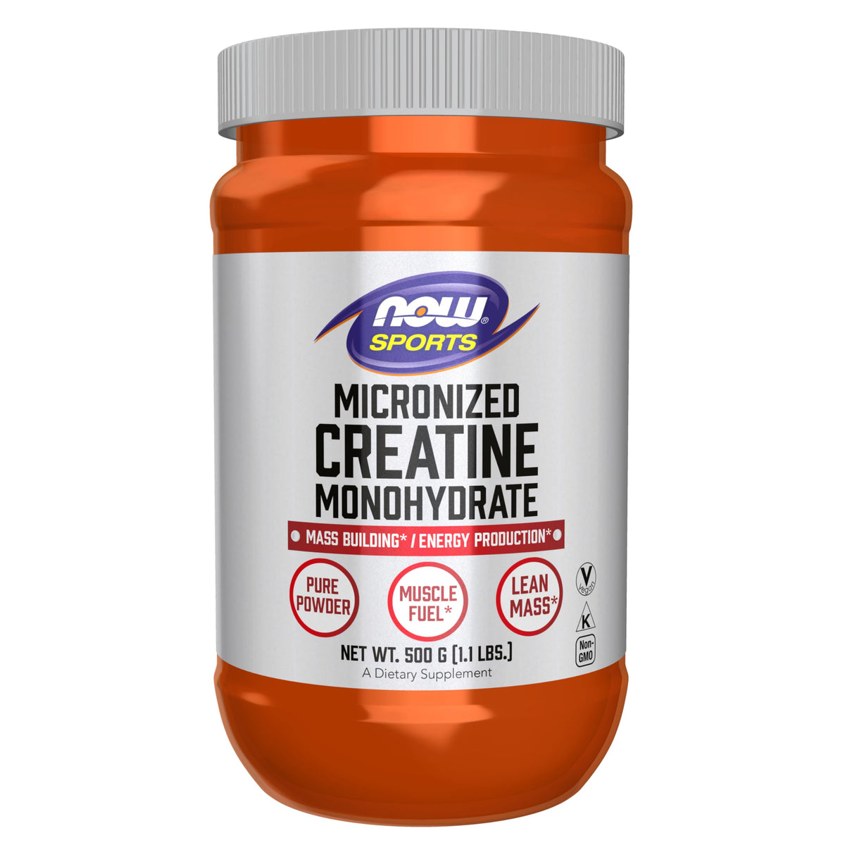 NOW Foods Micronized Creatine Monohydrate 500 g label