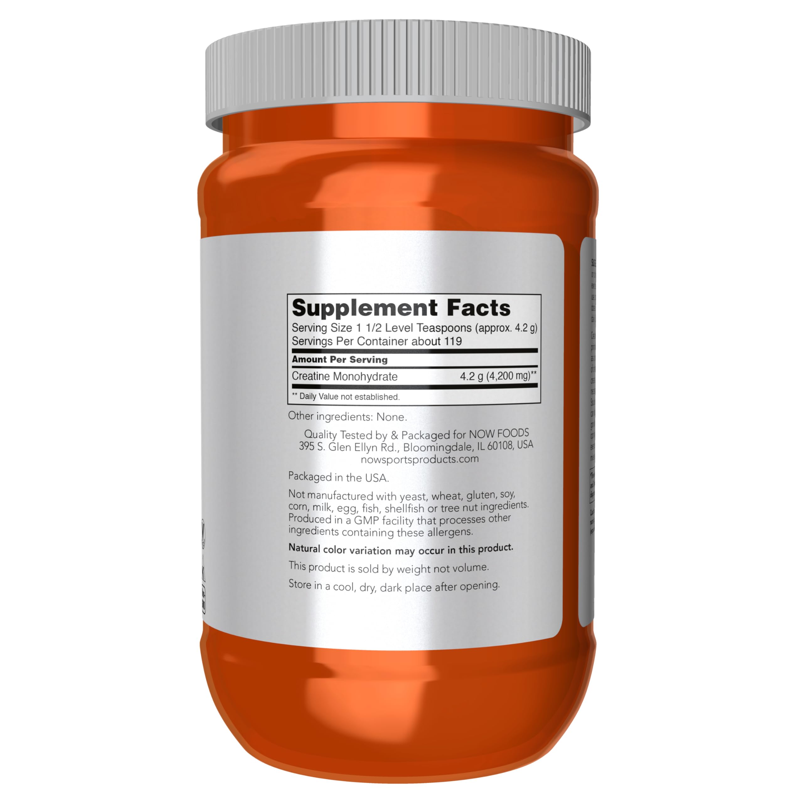 Serving scoop of NOW Creatine Monohydrate