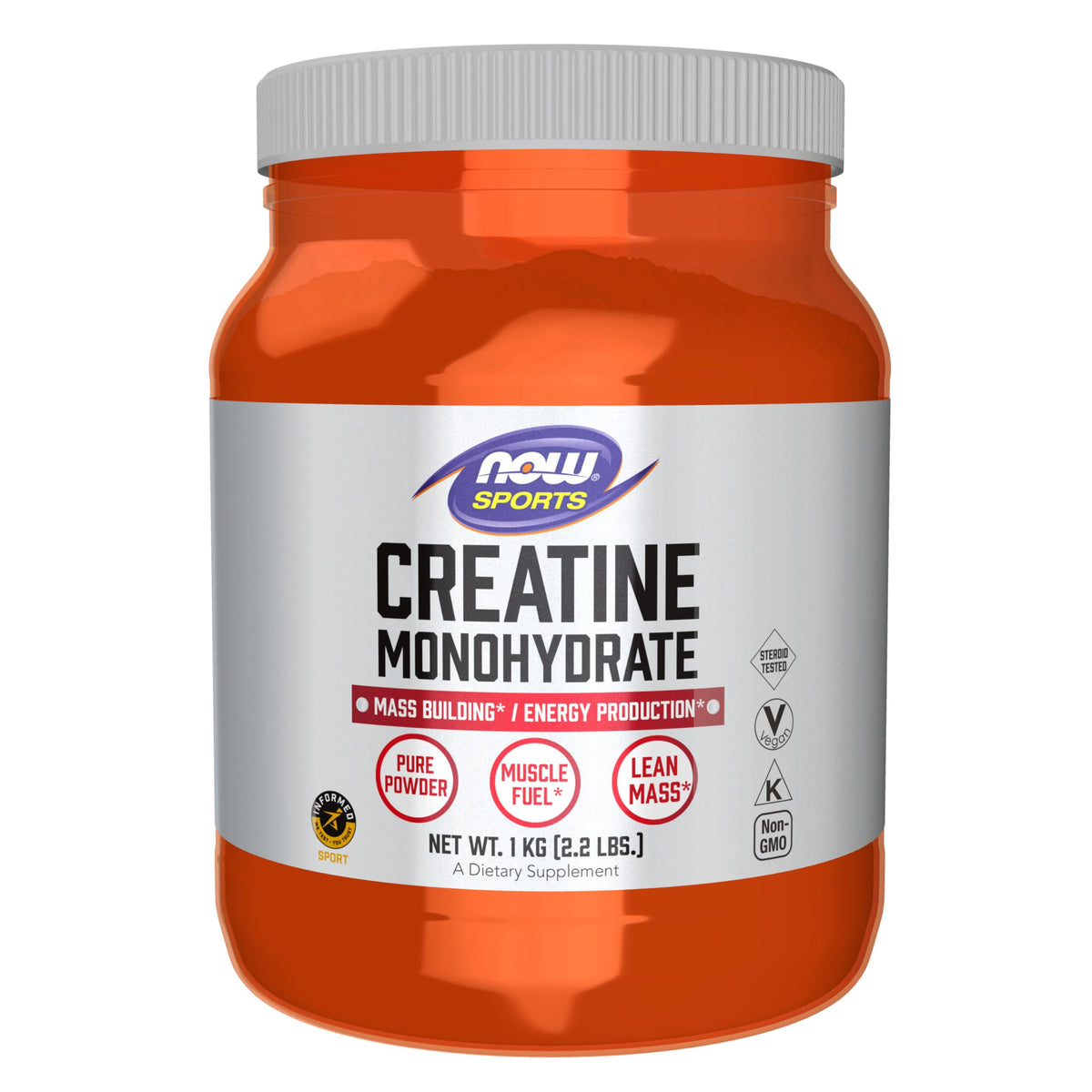 NOW Foods Creatine Monohydrate Powder bottle with label