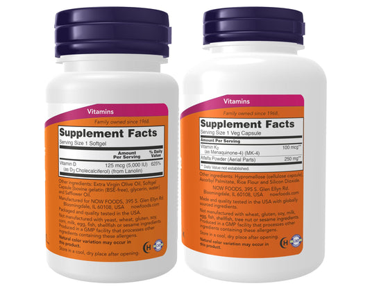 NOW Vitamin D-3 5,000 IU Softgels close-up