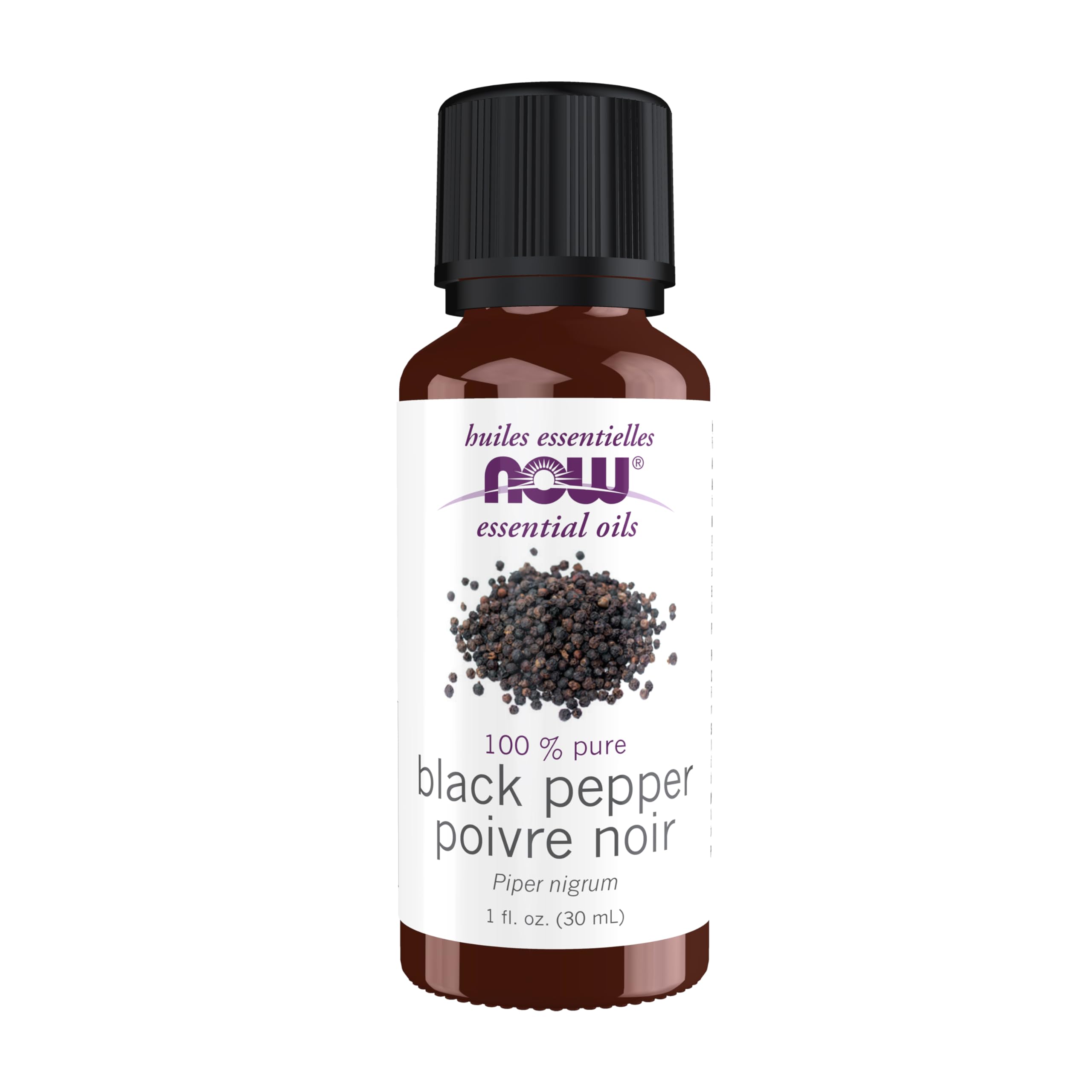 NOW Essential Oils Black Pepper Oil bottle, 1 oz