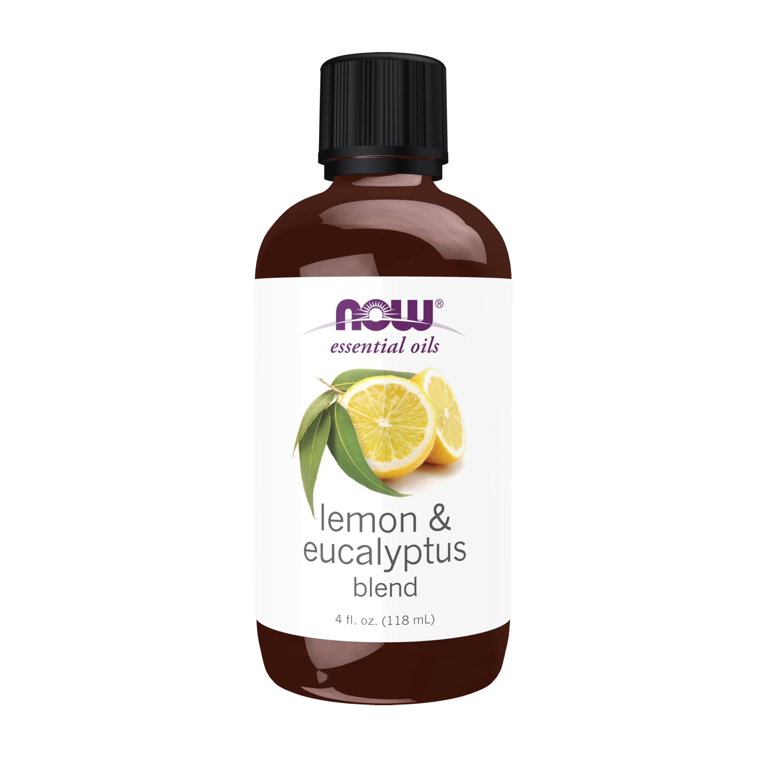 NOW Essential Oils Lemon & Eucalyptus Oil Blend bottle, 4 oz