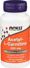 NOW Foods Acetyl L-Carn 500 mg capsules bottle - 50 count