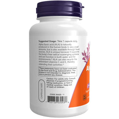NOW Foods Alpha Lipoic Acid 250 mg bottle with nutrition label