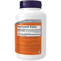 NOW Foods L-Arginine 1000 mg tablets closeup showing potency