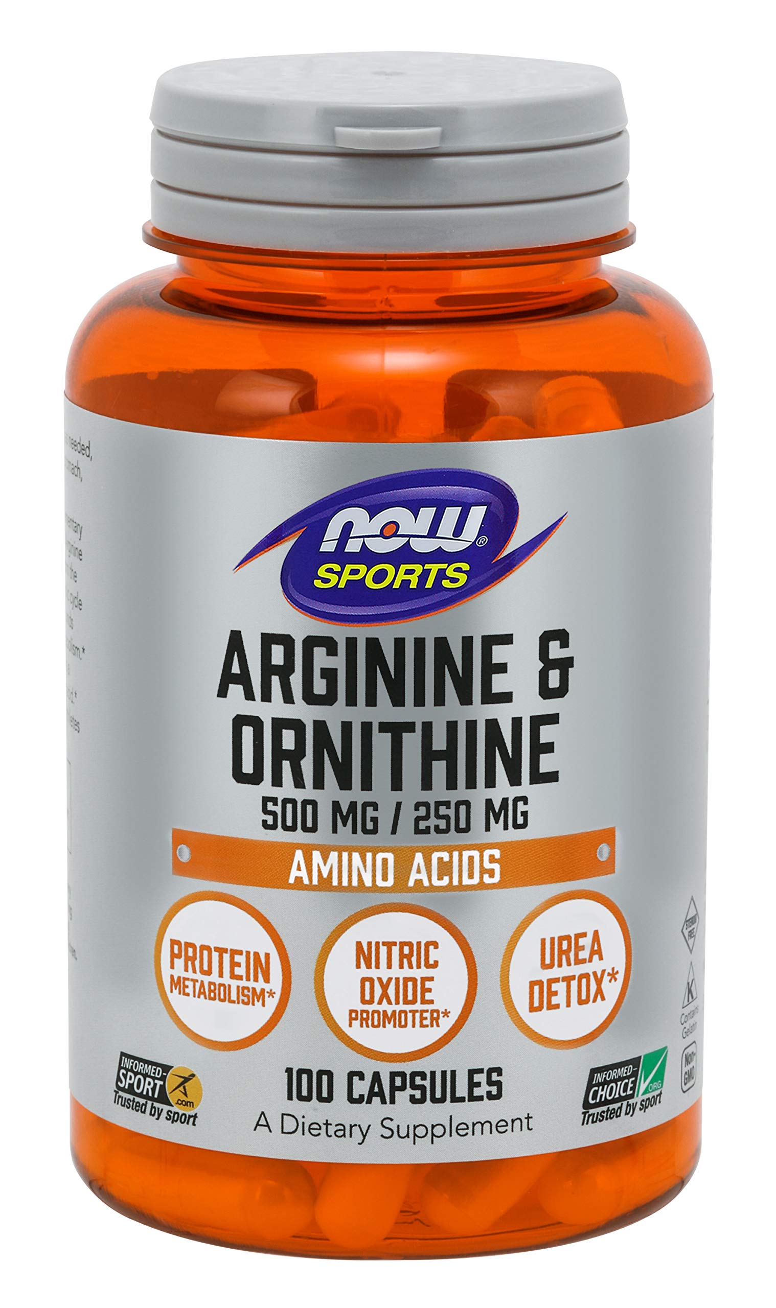 Now Foods Arginine Ornithine 100 Caps bottle - front view