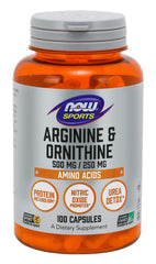 Now Foods Arginine Ornithine 100 Caps bottle - front view
