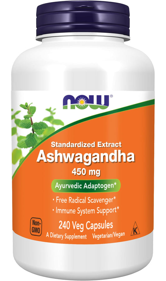 NOW Foods Ashwagandha Extract 450 mg bottle label