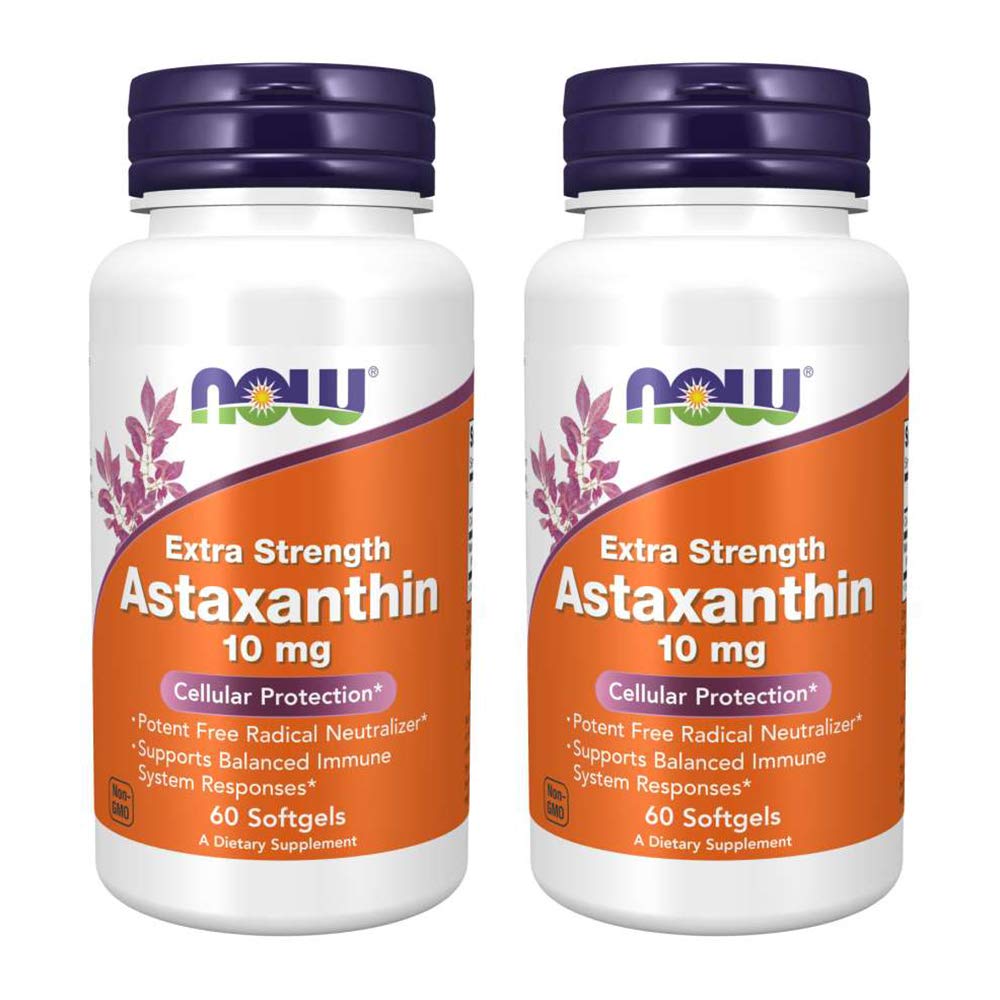 NOW Foods Astaxanthin 10mg 60 SoftGels front view of packaging