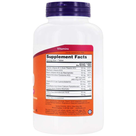 Now Foods B-50 250 Tablet label with supplement facts