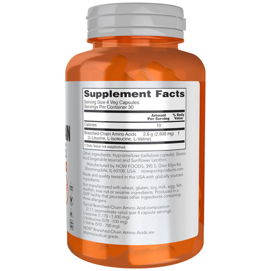 NOW Foods BCAAs bottle label