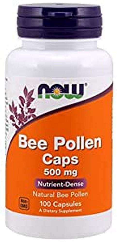 NOW Foods Bee Pollen 500 mg bottle - 100 capsules
