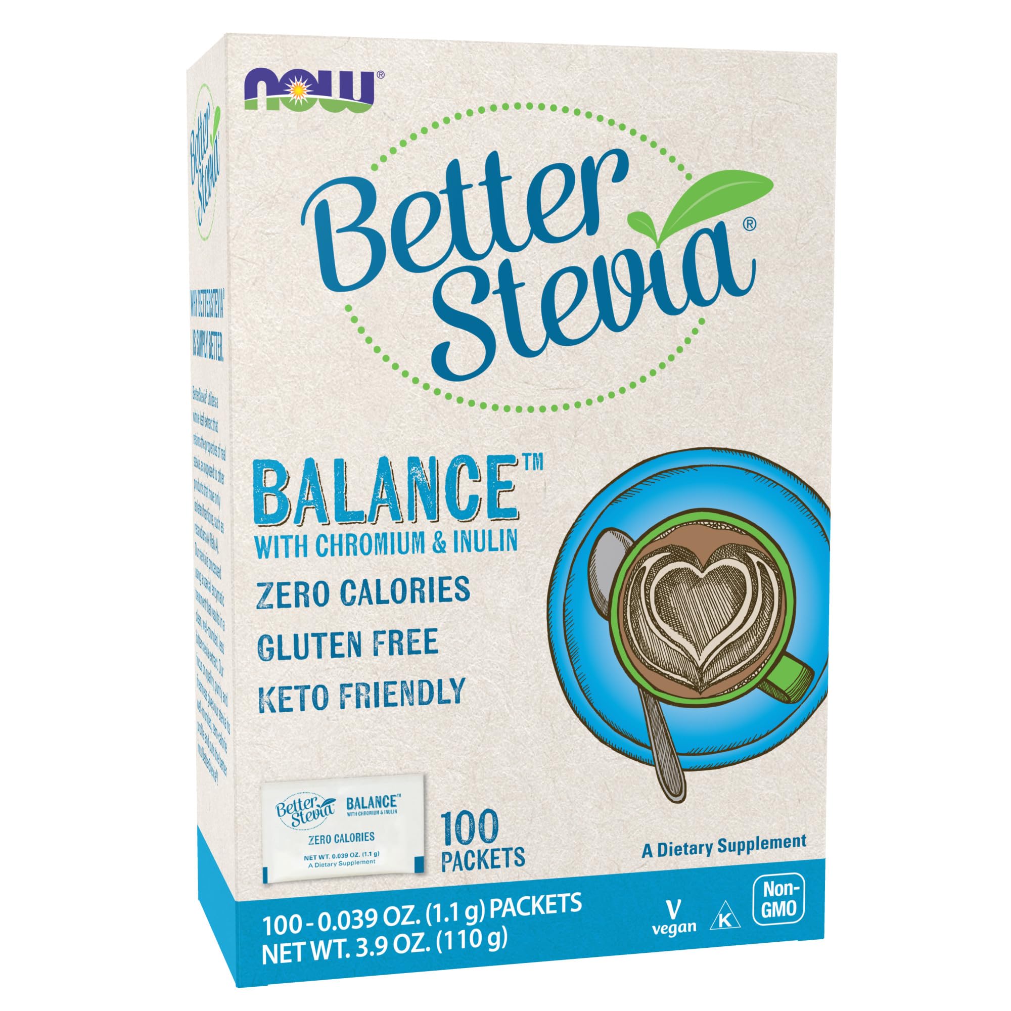 NOW Foods BetterStevia Balance 100 packets box