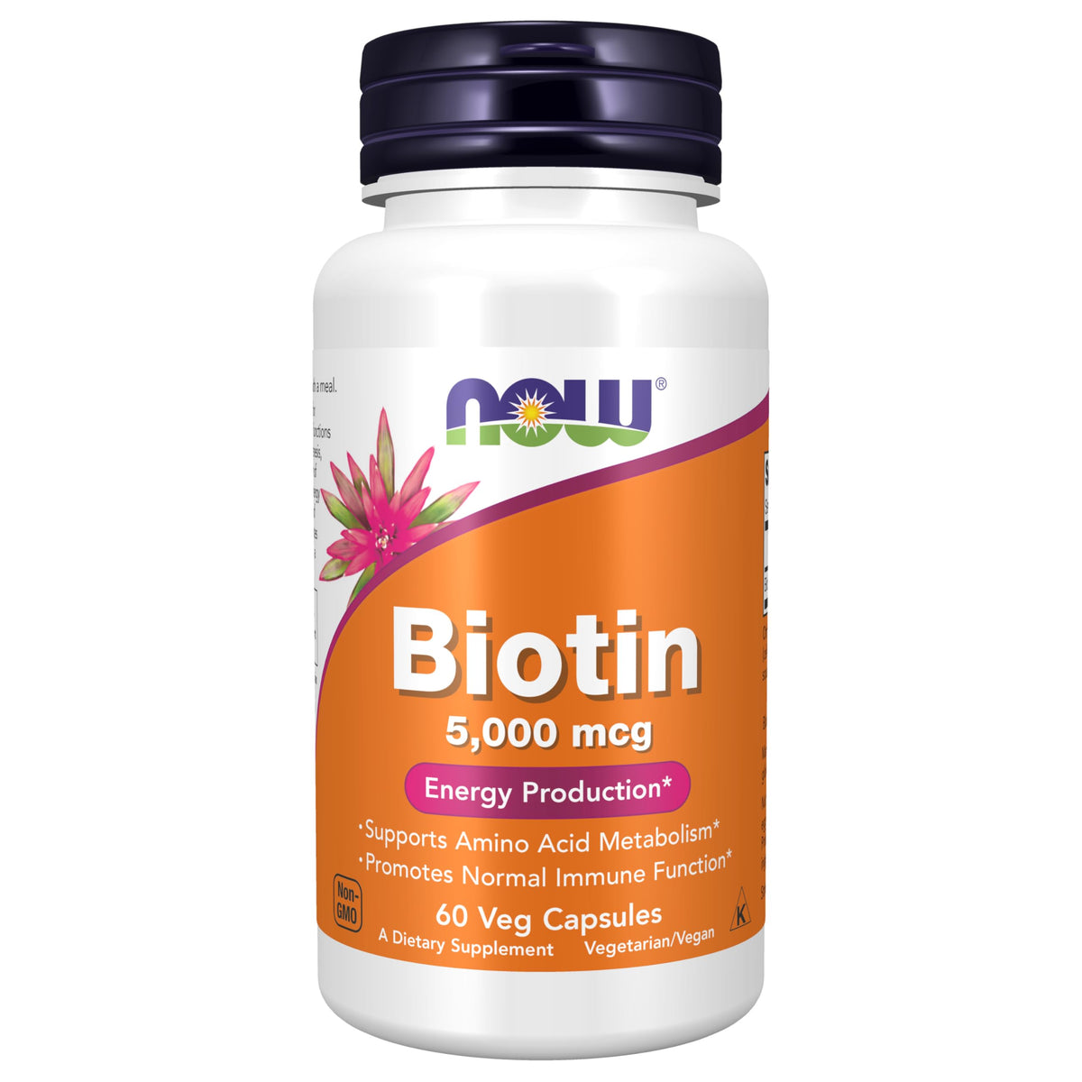 NOW Foods Biotin 5,000 mcg bottle label