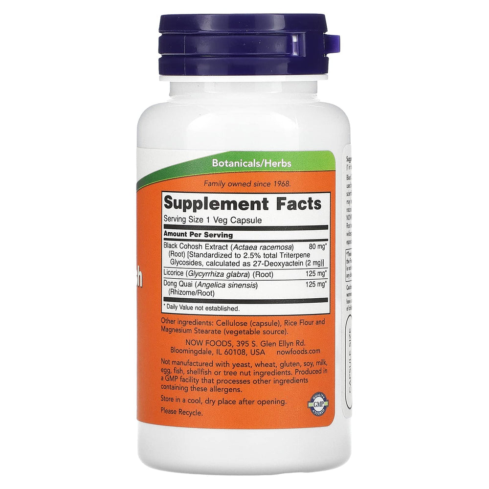 Close-up of NOW Foods Black Cohosh 80 mg capsules