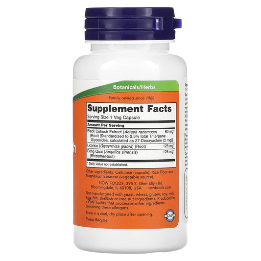 Close-up of NOW Foods Black Cohosh 80 mg capsules