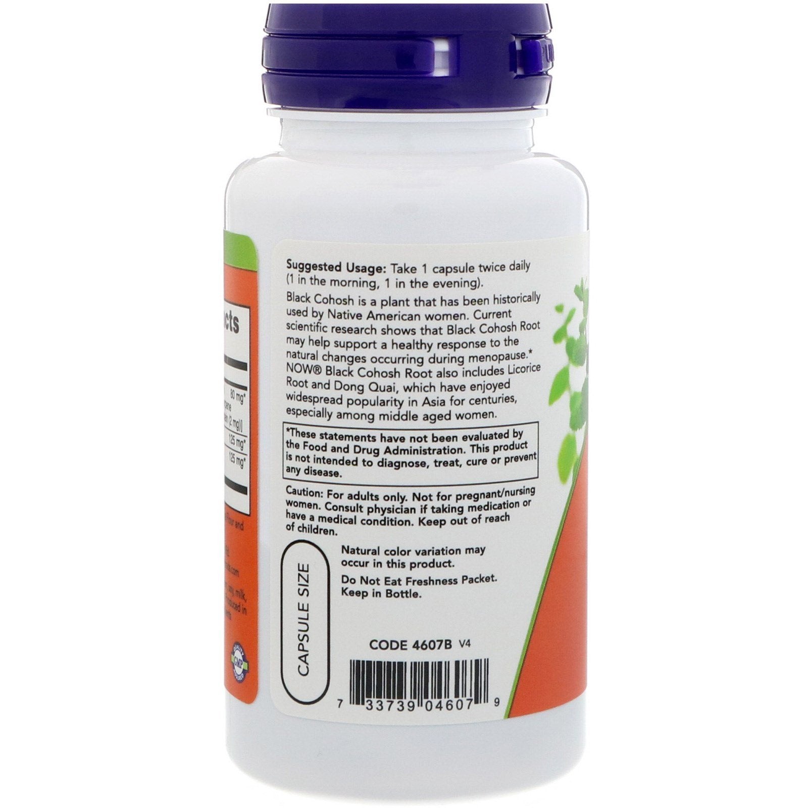 NOW Foods Black Cohosh 80 mg product packaging and branding