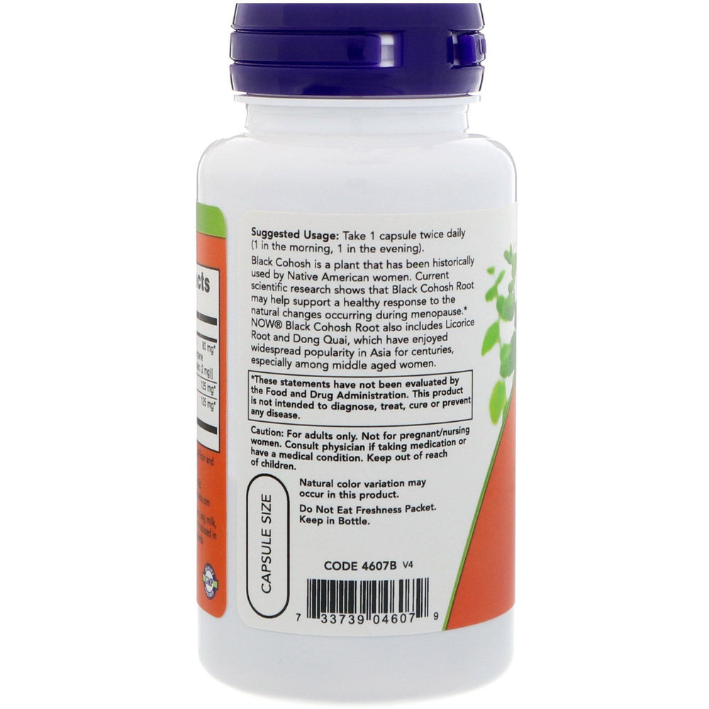 NOW Foods Black Cohosh 80 mg product packaging and branding