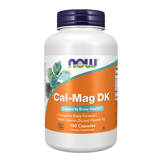 NOW Foods Cal-Mag DK bottle with Vitamin D-3 and Vitamin K-2 label