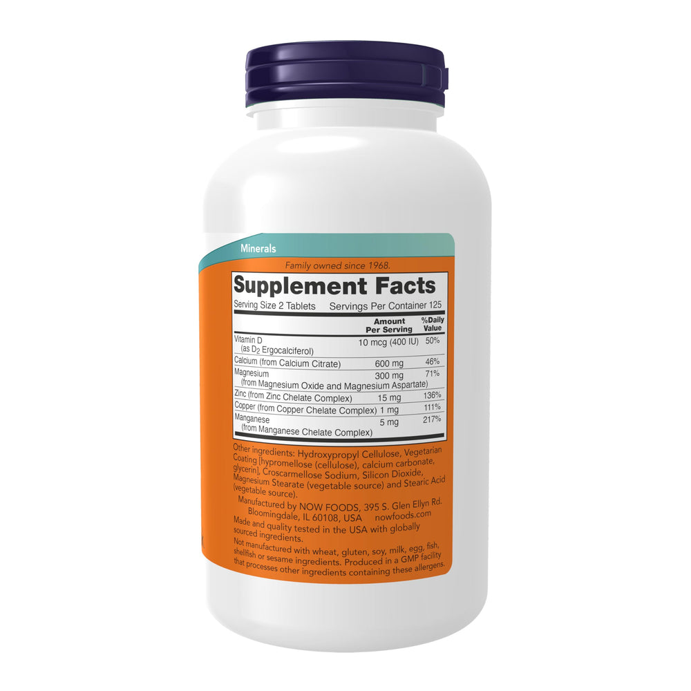 Close-up of minerals and ingredients on supplement label