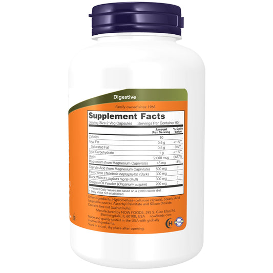 NOW Foods Candida Support bottle and capsules close-up