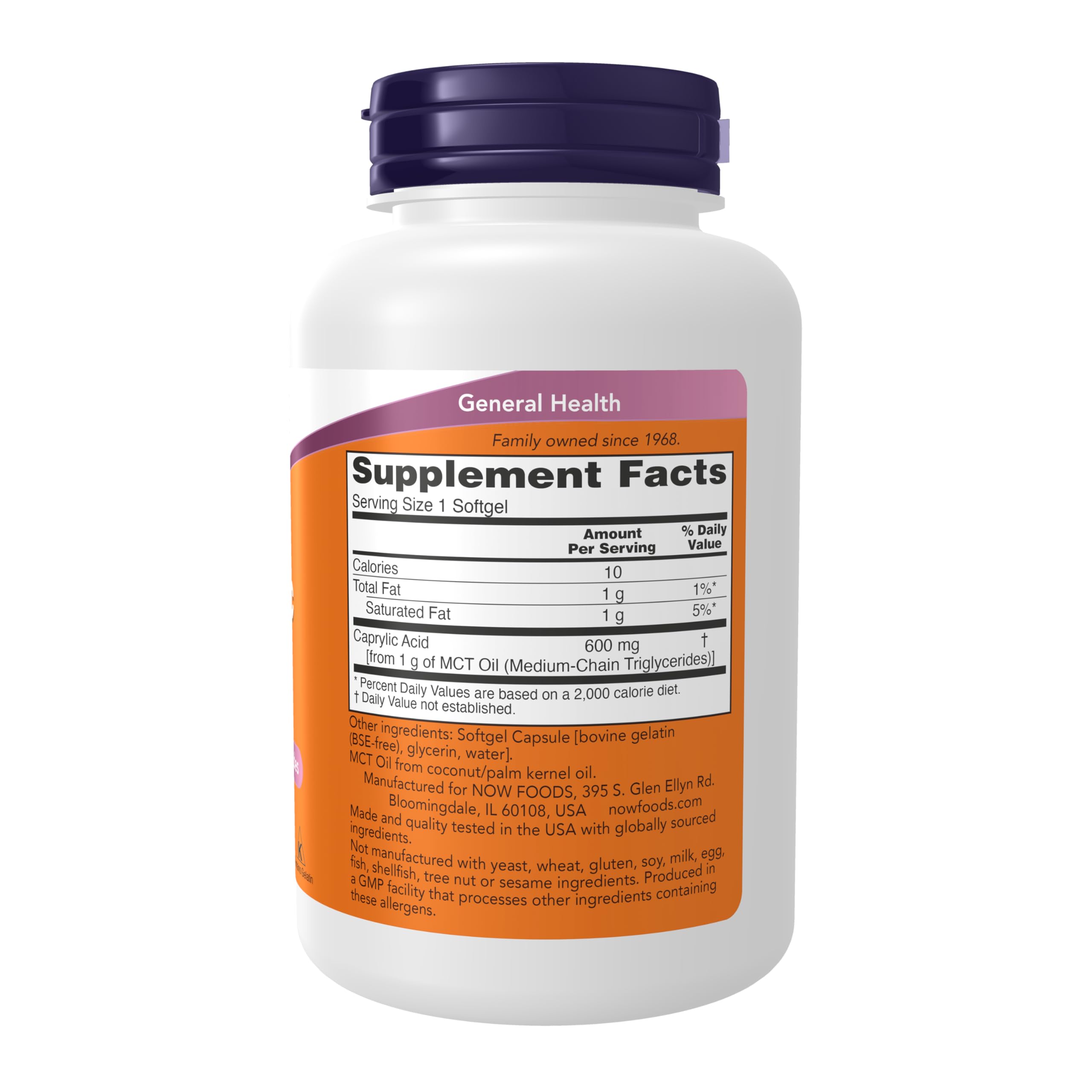 Caprylic acid 600 mg MCT oil softgels close-up