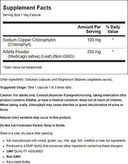 Chlorophyll supplement with alfalfa powder - sodium copper chlorophyllin