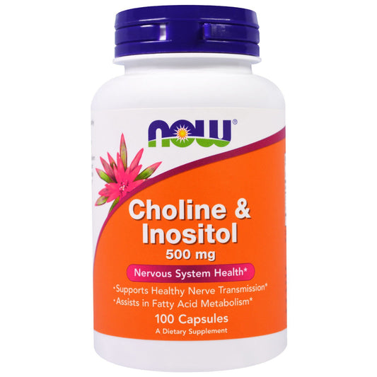 Now Foods Choline & Inositol 500 mg 3-pack bottle – 100 capsules, front view