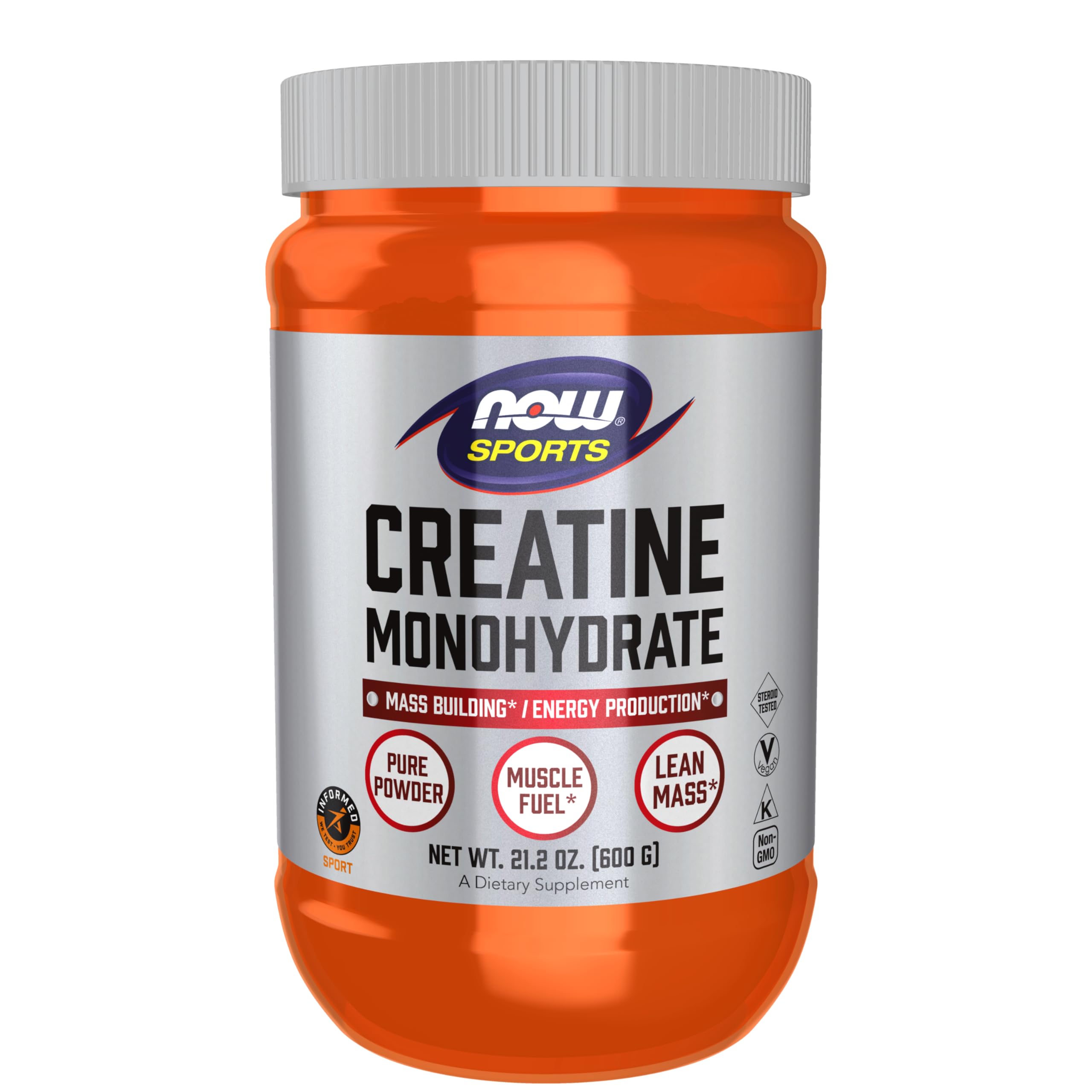 NOW Foods Creatine Monohydrate Powder 21.2 oz front label