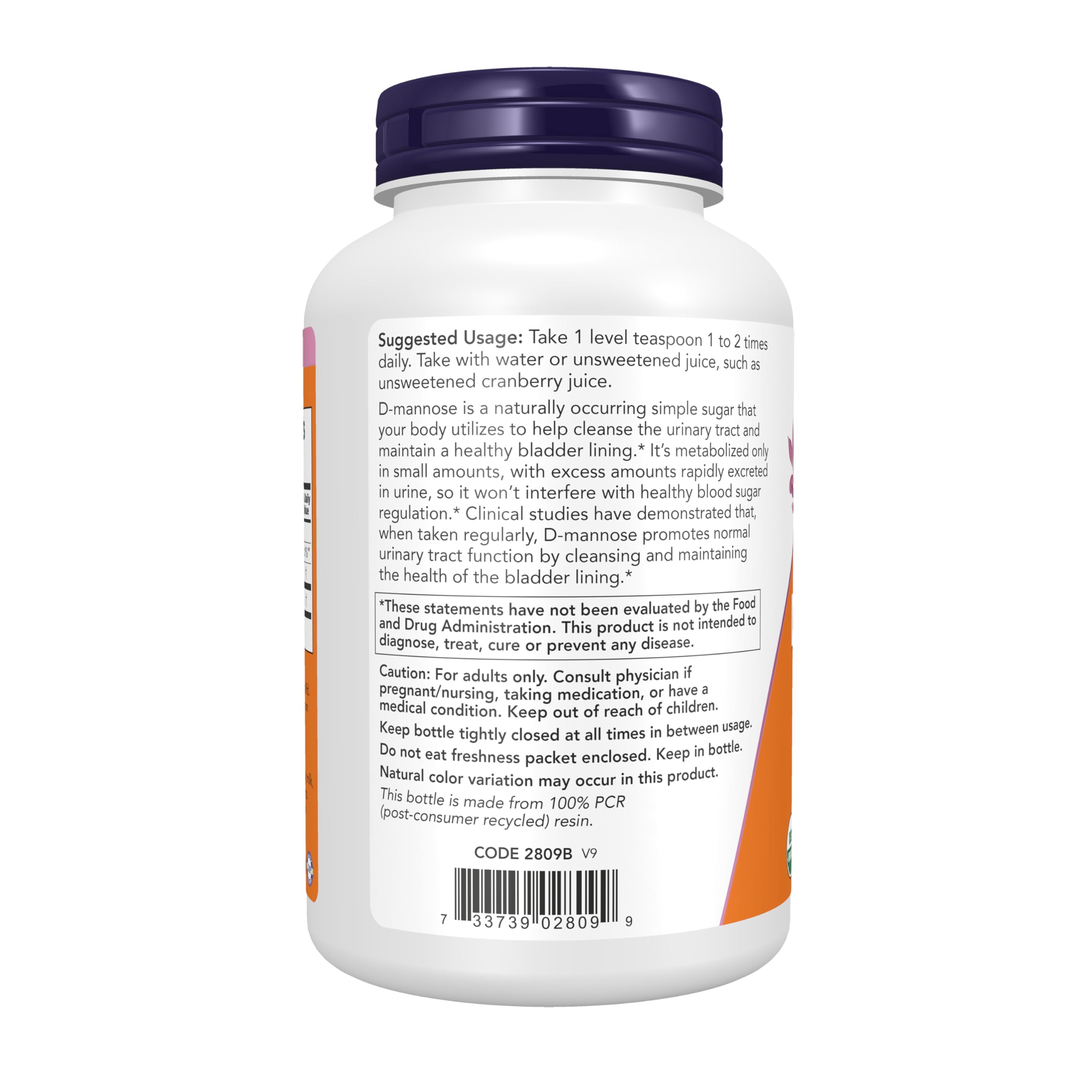 D-mannose powder ingredient label