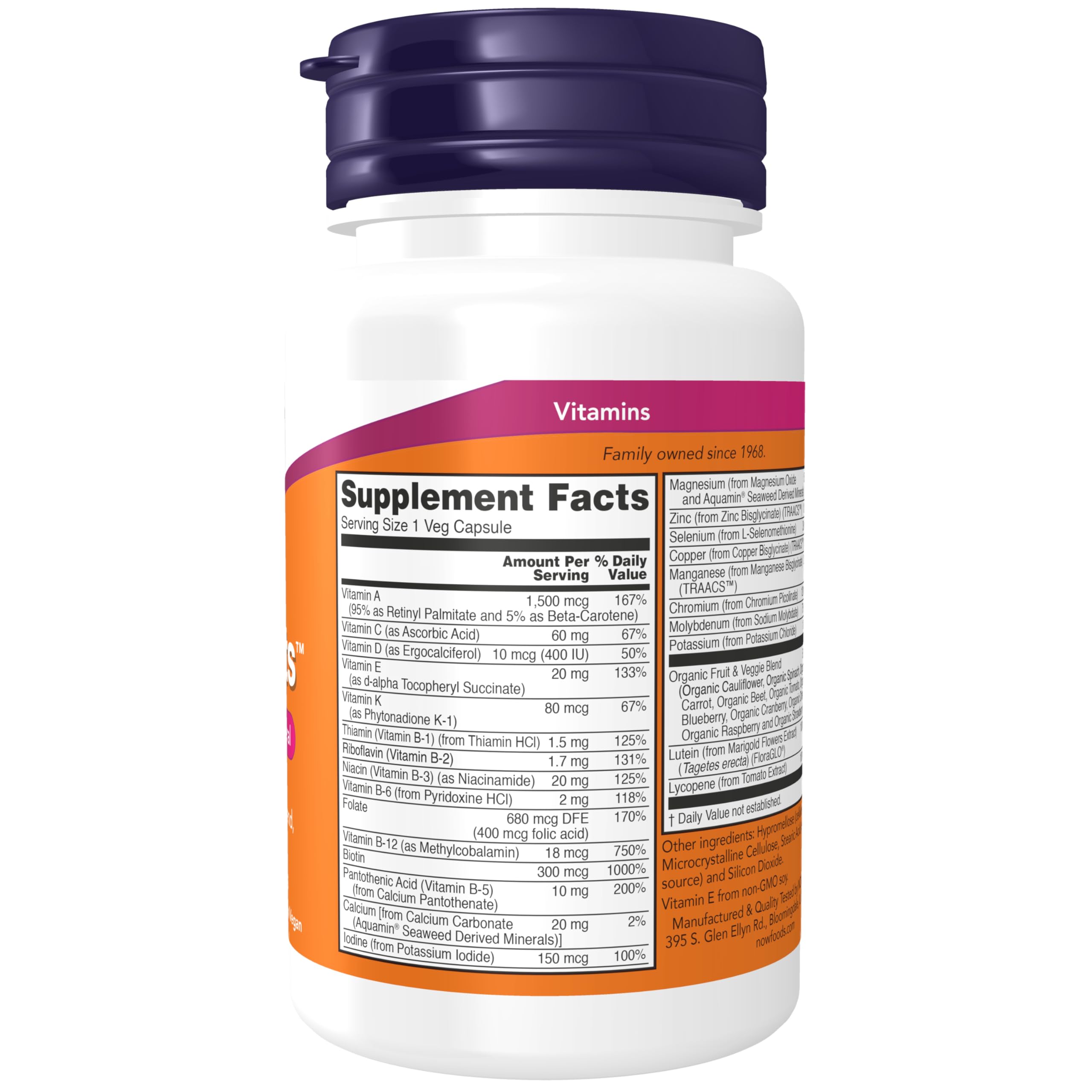 Close-up of Daily Vits label showing vitamin details