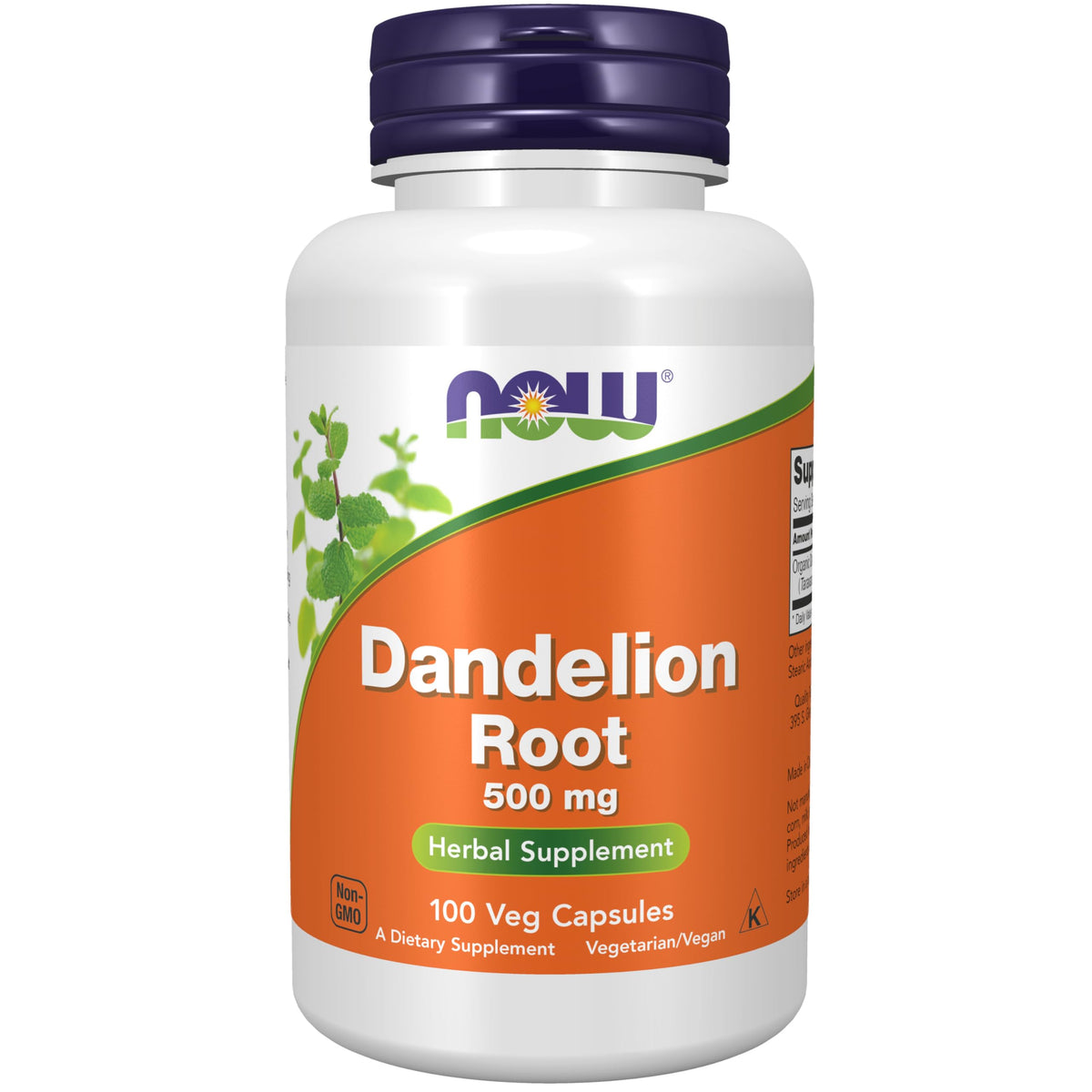 NOW Foods Dandelion Root 500 mg herb supplement bottle